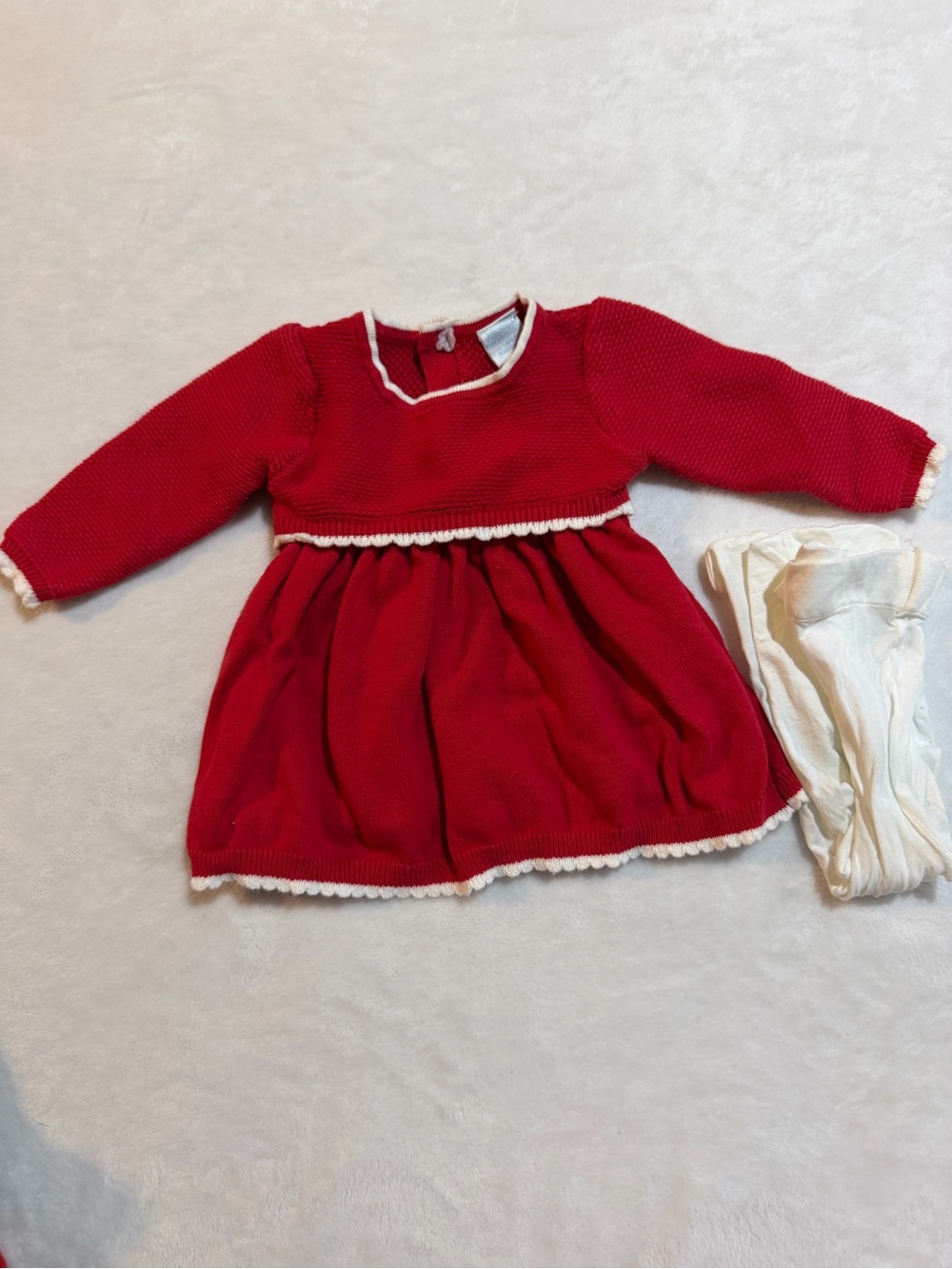 Red newborn sweater dress with tights
